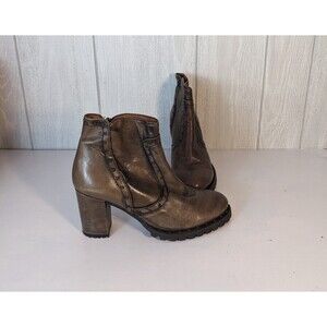 Eric Michael Brown Leather Block Heeled Side Zip Boots Sz 39 Euc 8.5